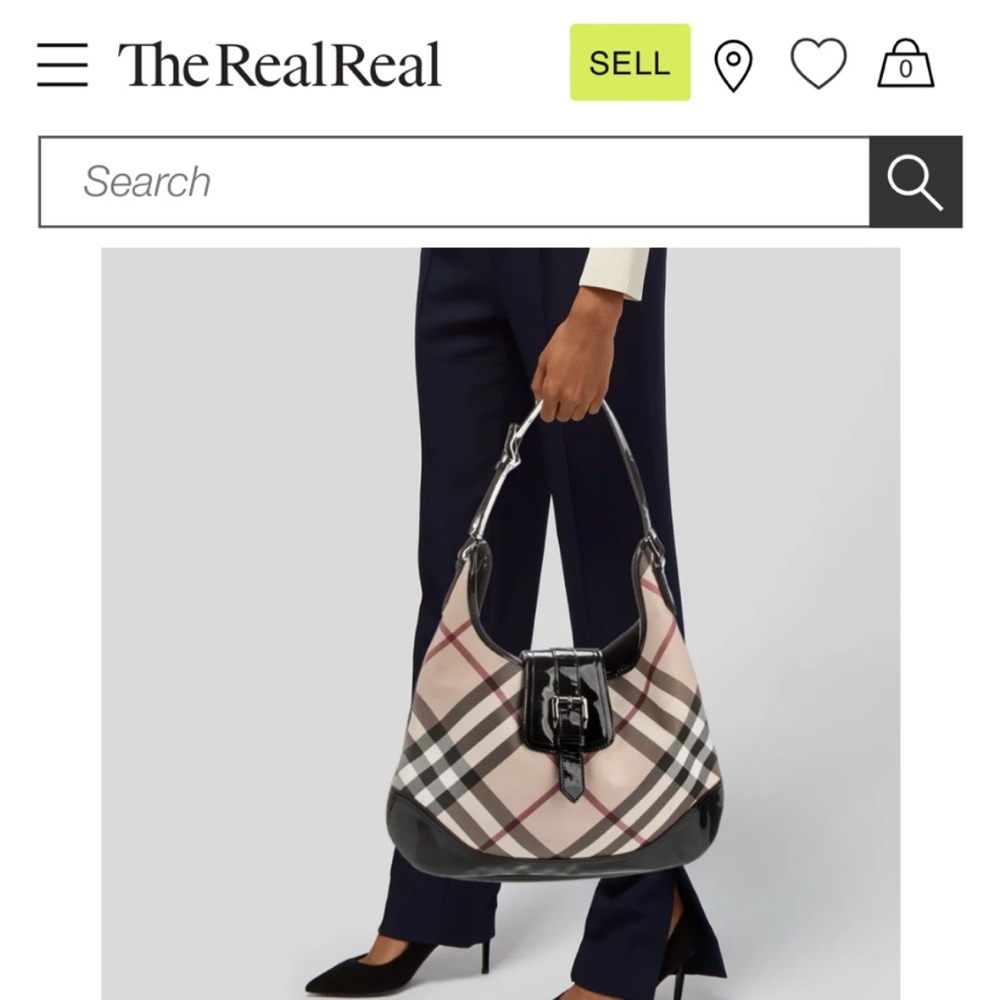 Burberry Black and Cream Check Hobo Bag